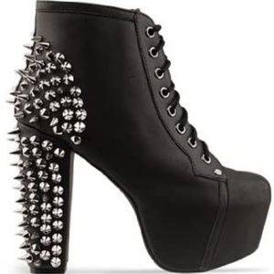 Jeffrey Campbell Black Leather Spiked Litas